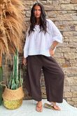 Annie Cushion Cotton Barrel Culotte Pant Chocolate